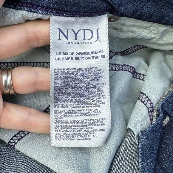 NYDJ Boyfriend Jeans LiftxTuck Embroidered Patches Cuffed Women’s Plus Size 24W - Picture 12 of 14